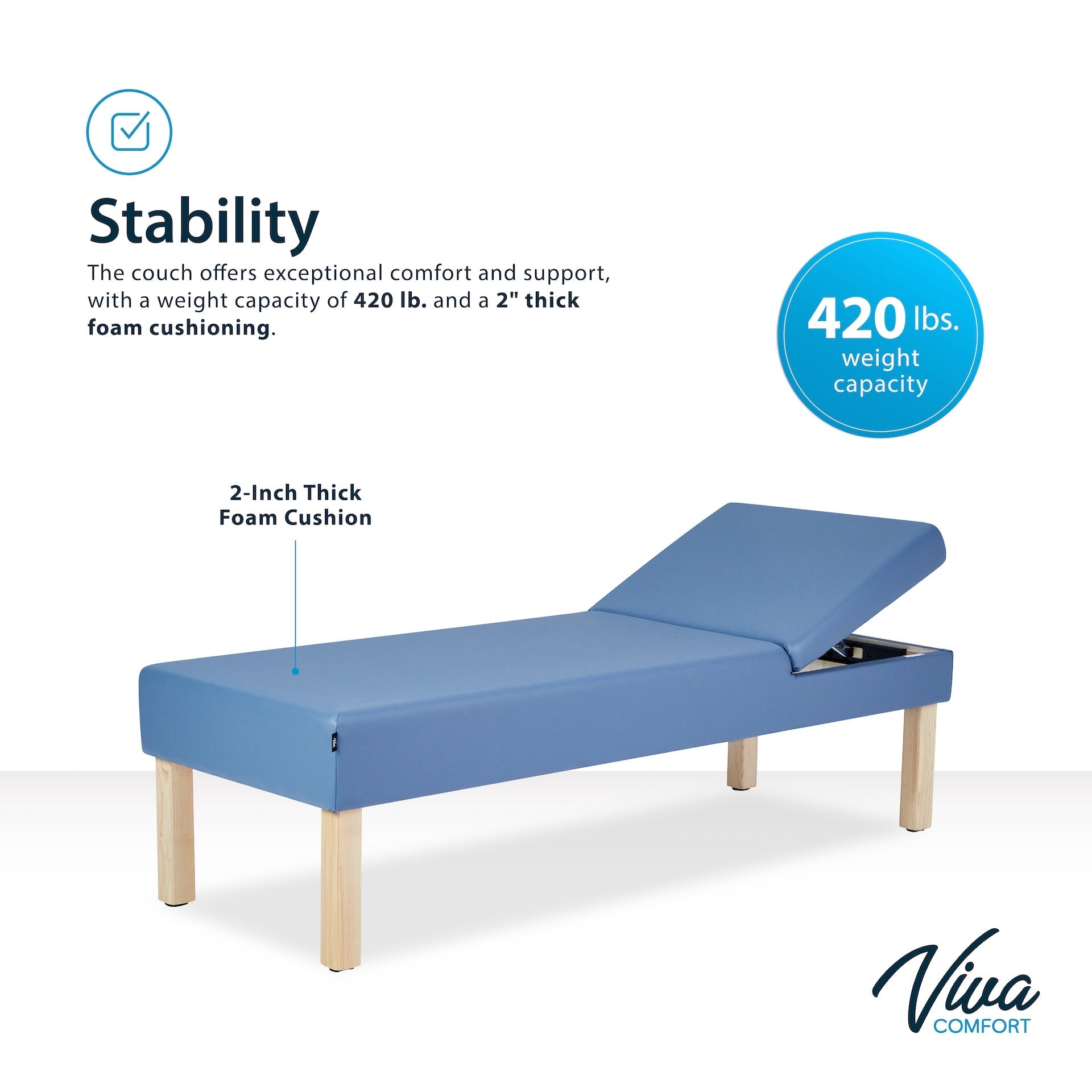 Viva Comfort Lucas Recovery Couch with Adjustable Back,Midnight Express