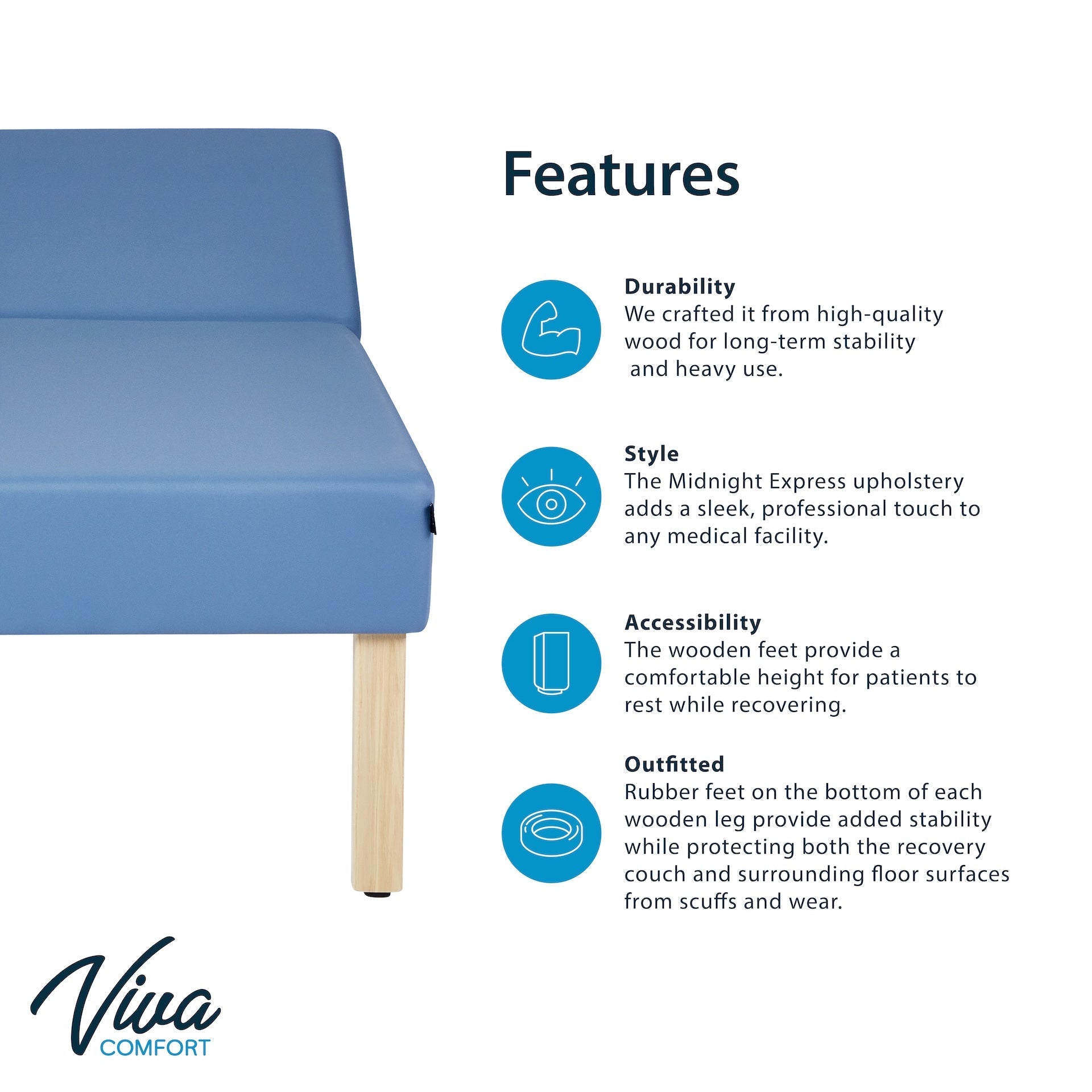 Viva Comfort Lucas Recovery Couch with Adjustable Back,Midnight Express