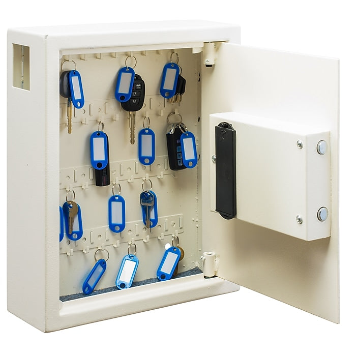 40-Key Steel Digital Lock Key Cabinet, White