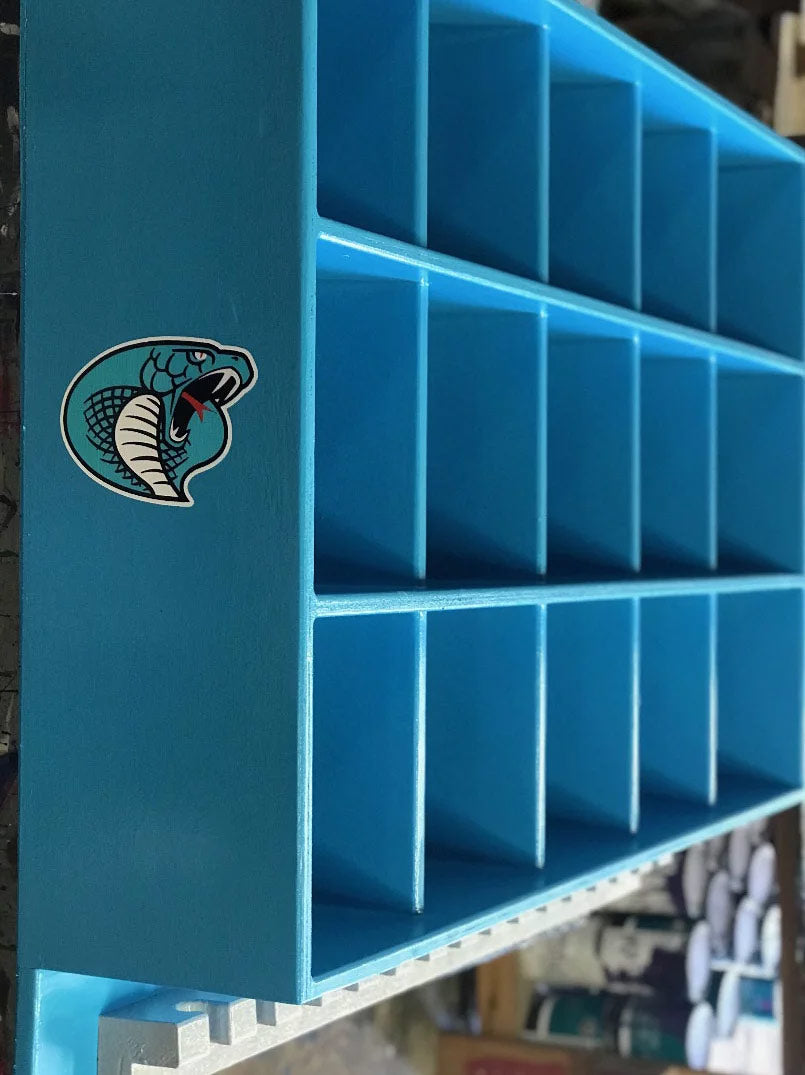 Helmet & Bat Rack - 15 Helmet & 15 Bat Capacity (3 Rows of 5)