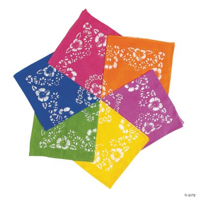 Hibiscus Print Bandanas - 12 Pieces