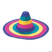 Child'S Rainbow Colored Sombrero - 12 Pieces