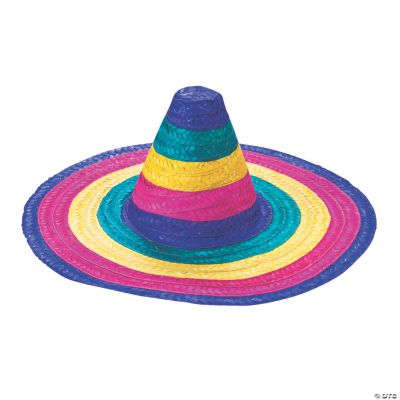 Child'S Rainbow Colored Sombrero - 12 Pieces