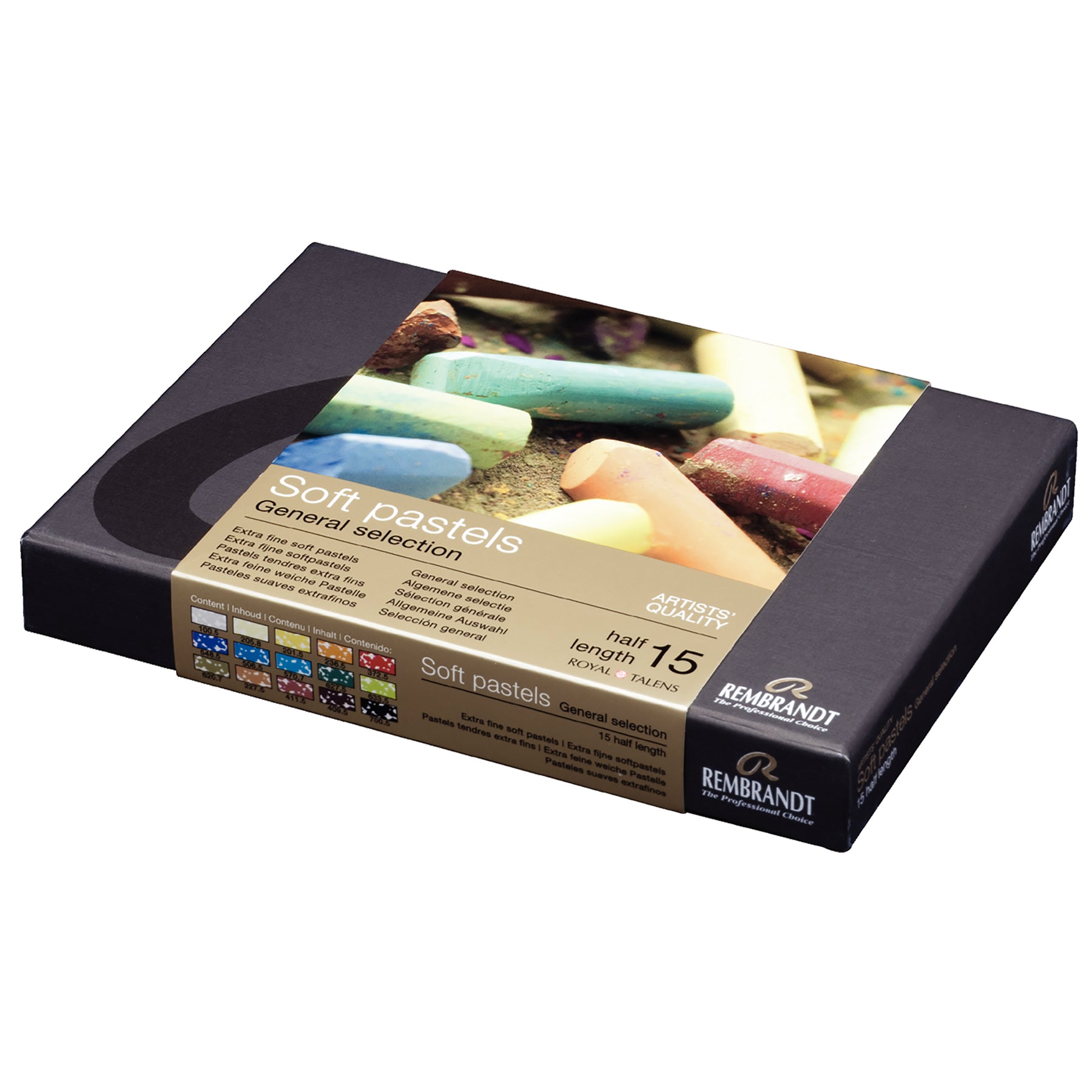 Soft Pastel Cardboard Box Set, General Selection, 15 Half Sticks