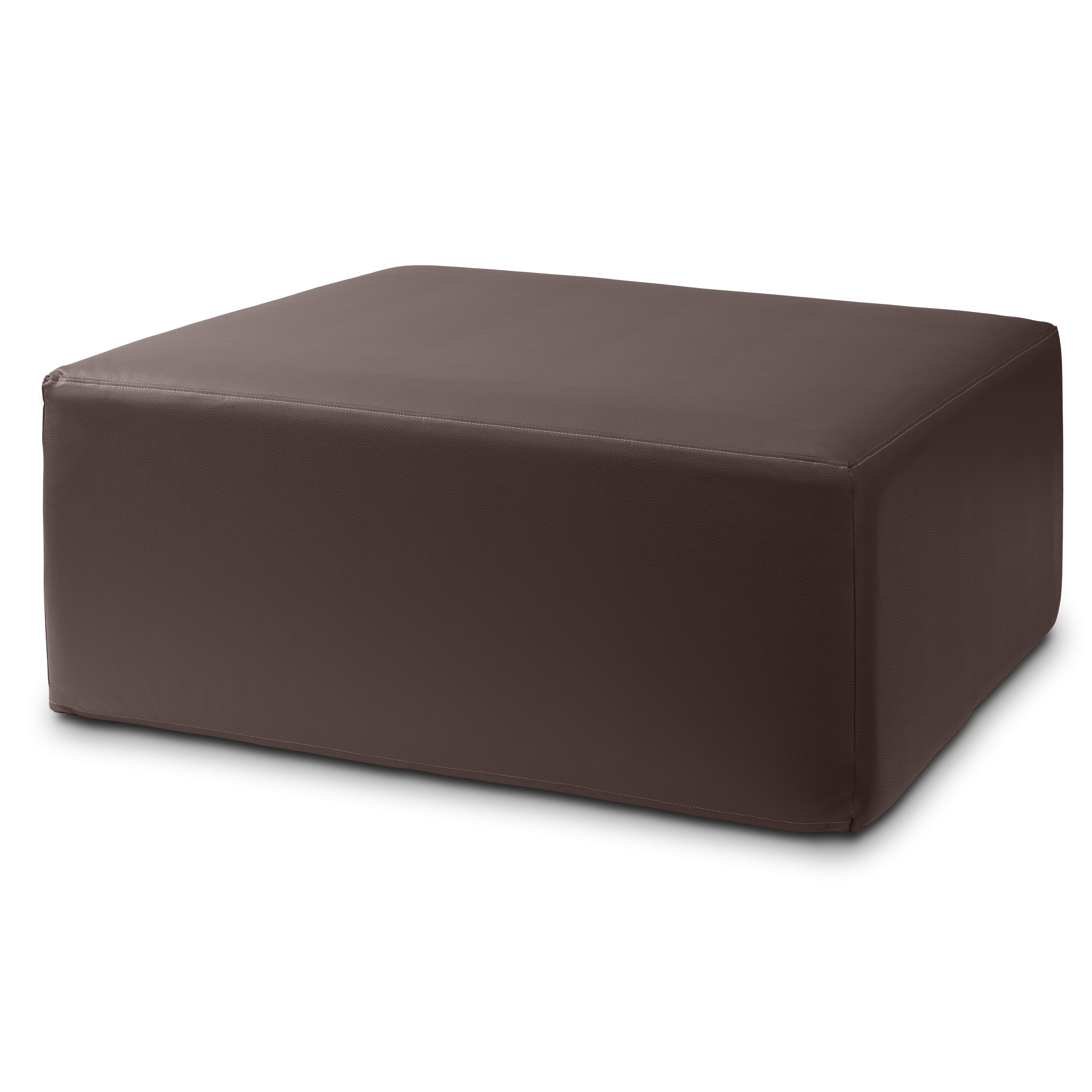 Jaxx Fairlie Couch Ottoman - Oversized Square Foam Coffee Table Ottoman, 36", Premium Faux Leather, Chocolate