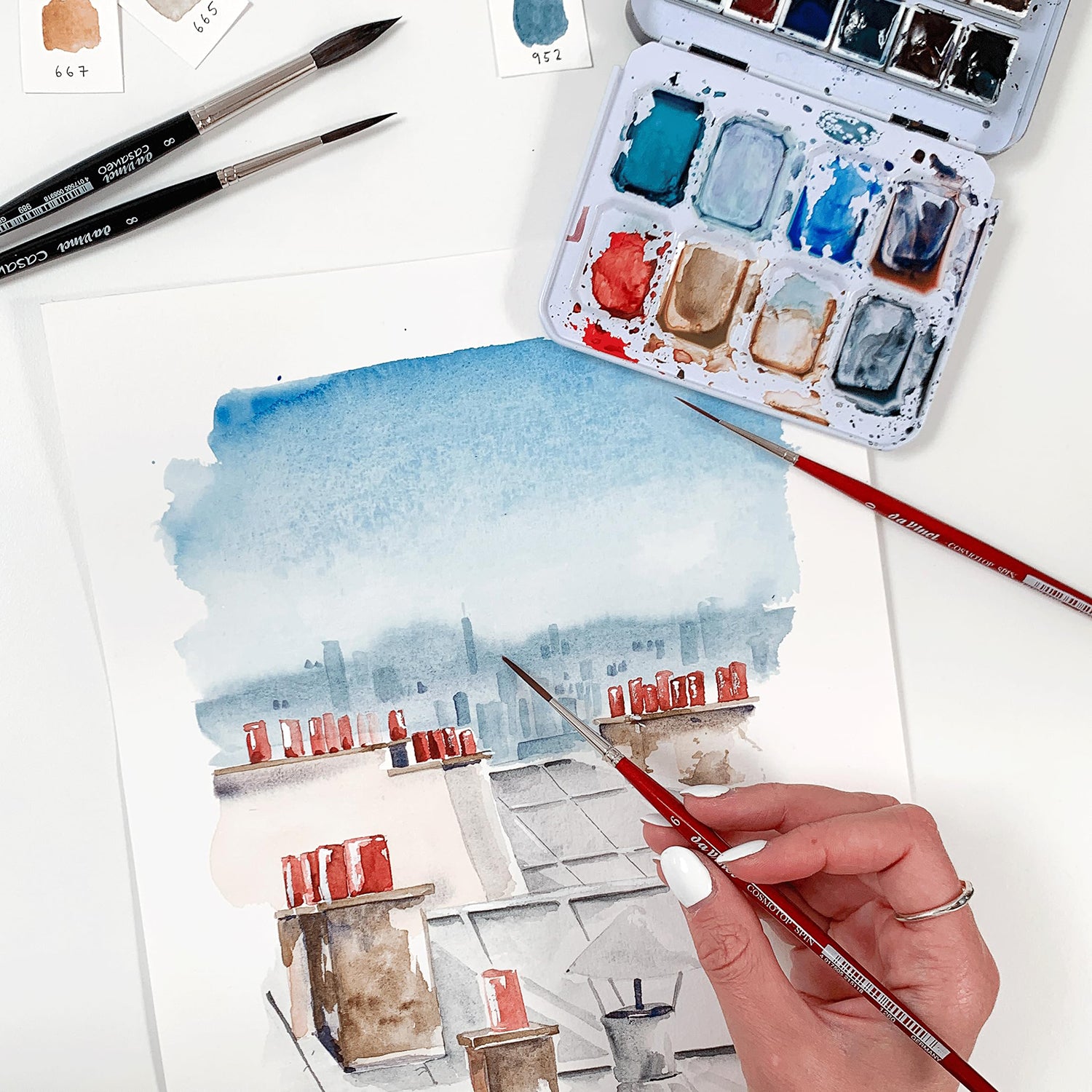 Artist Signature Collection by May & Berry Design Studio (Urban Watercolor Journey), Rigger Brushes, Assorted, 4 Brush Set
