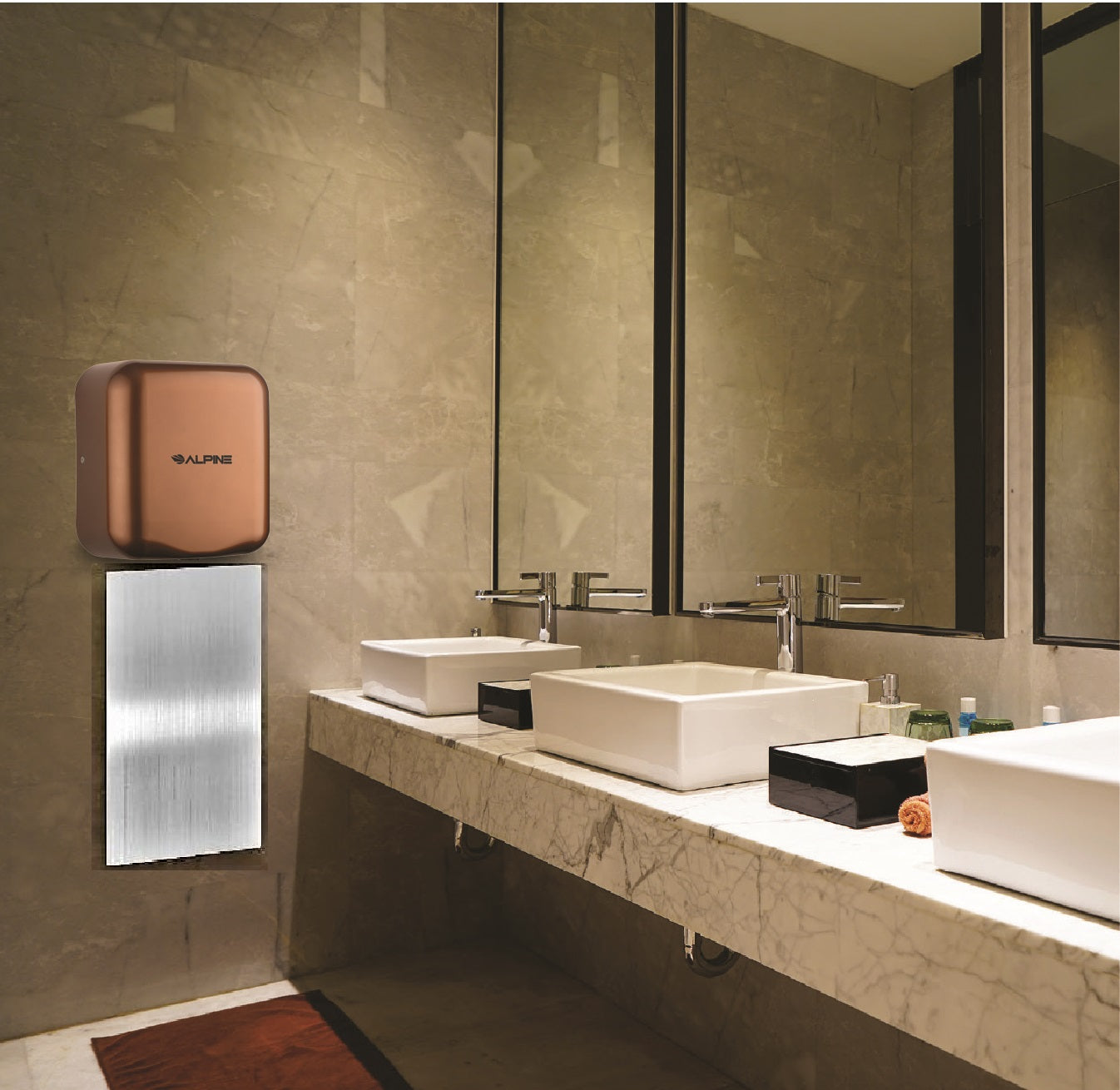 Hemlock Copper 120-Volt High Speed Dry Commercial Automatic Electric Hand Dryer with Wall Guard