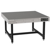 Welding Fixture Table, Fixed Height, 36"H x 60"L x 60"D, 1/4" Carbon Steel Top, Four Black Powdercoat Legs, Self-Leveling Feet
