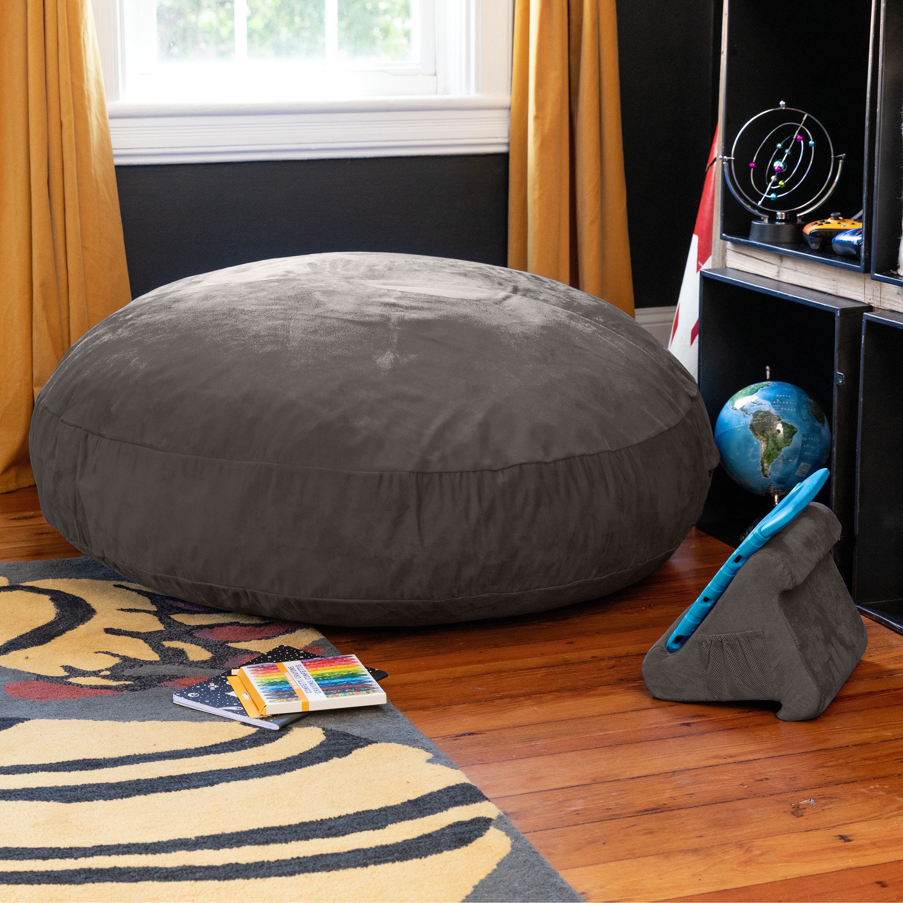 Jaxx Cocoon 4 Foot Bean Bag Chair and Crash Pad, Charcoal