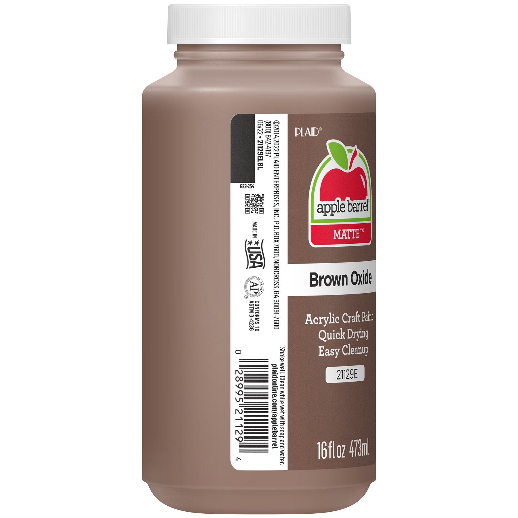 Acrylic Paint Matte, 16oz., Brown Oxide