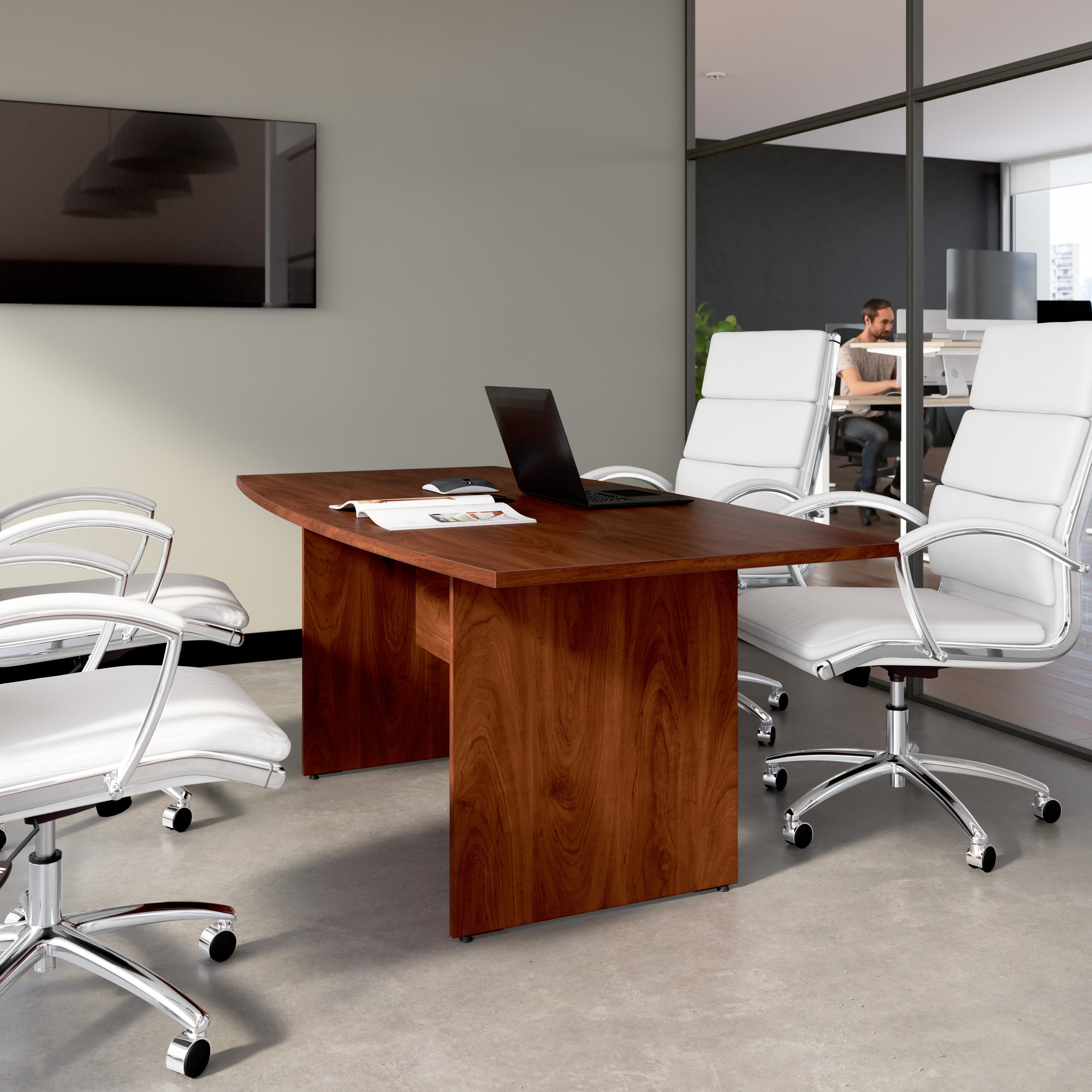 Bush Business Furniture 72-inch Office Conference Table with Wood Base in Hansen Cherry - 71.54" Width x 35.98" Depth x 28.65" Height