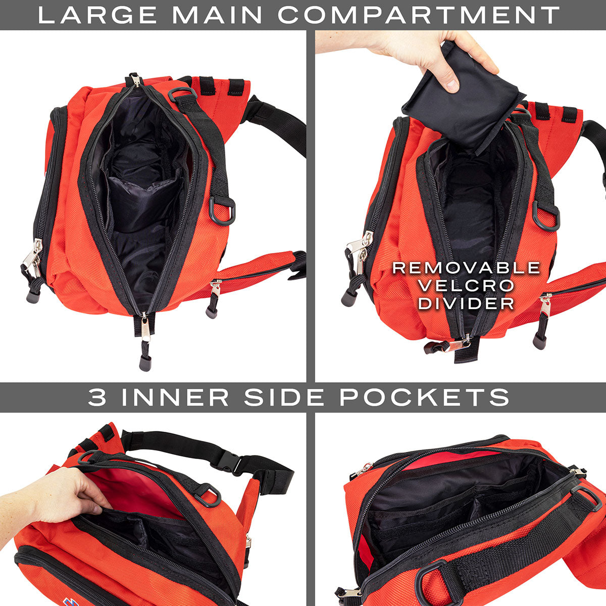 Deluxe First Aid Fanny Pack, 11.5" x 5" x 7.5", Red