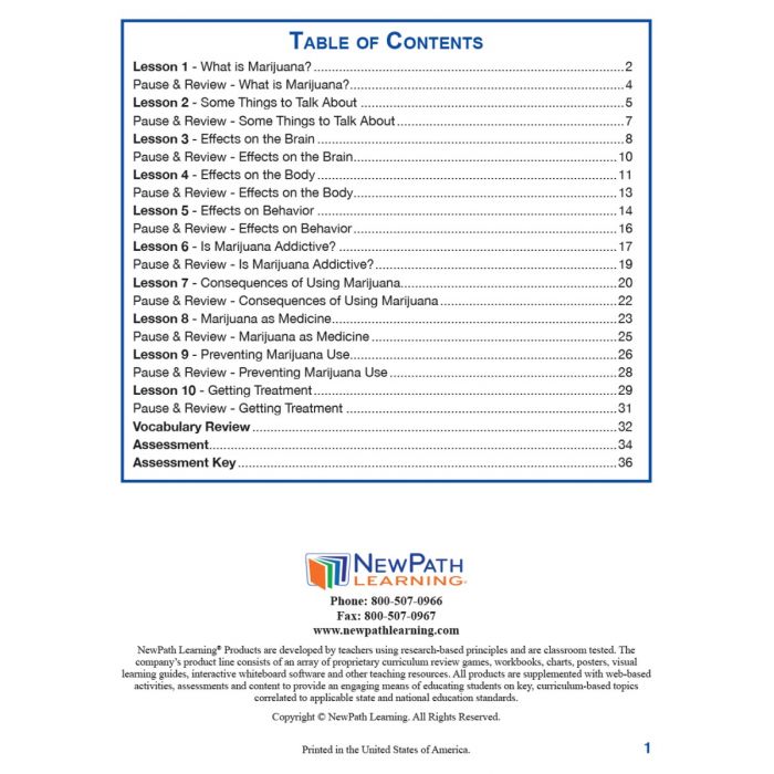 All About Marijuana Student Learning Guide