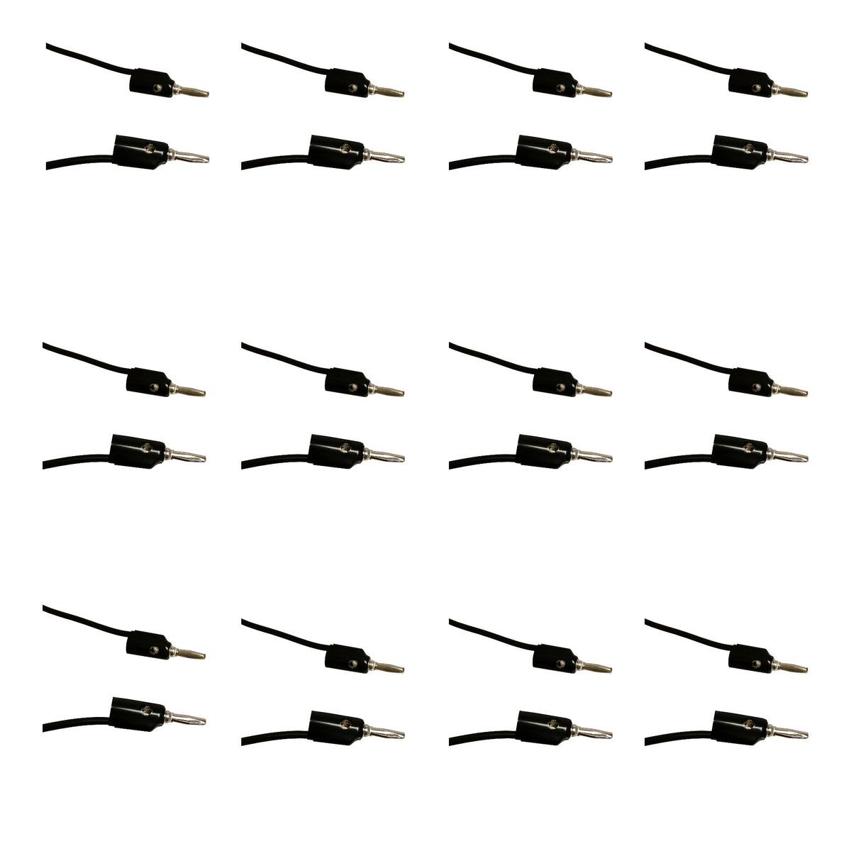 Connector Cord, 12", Banana to Banana Plug, Black, 12 per Pack