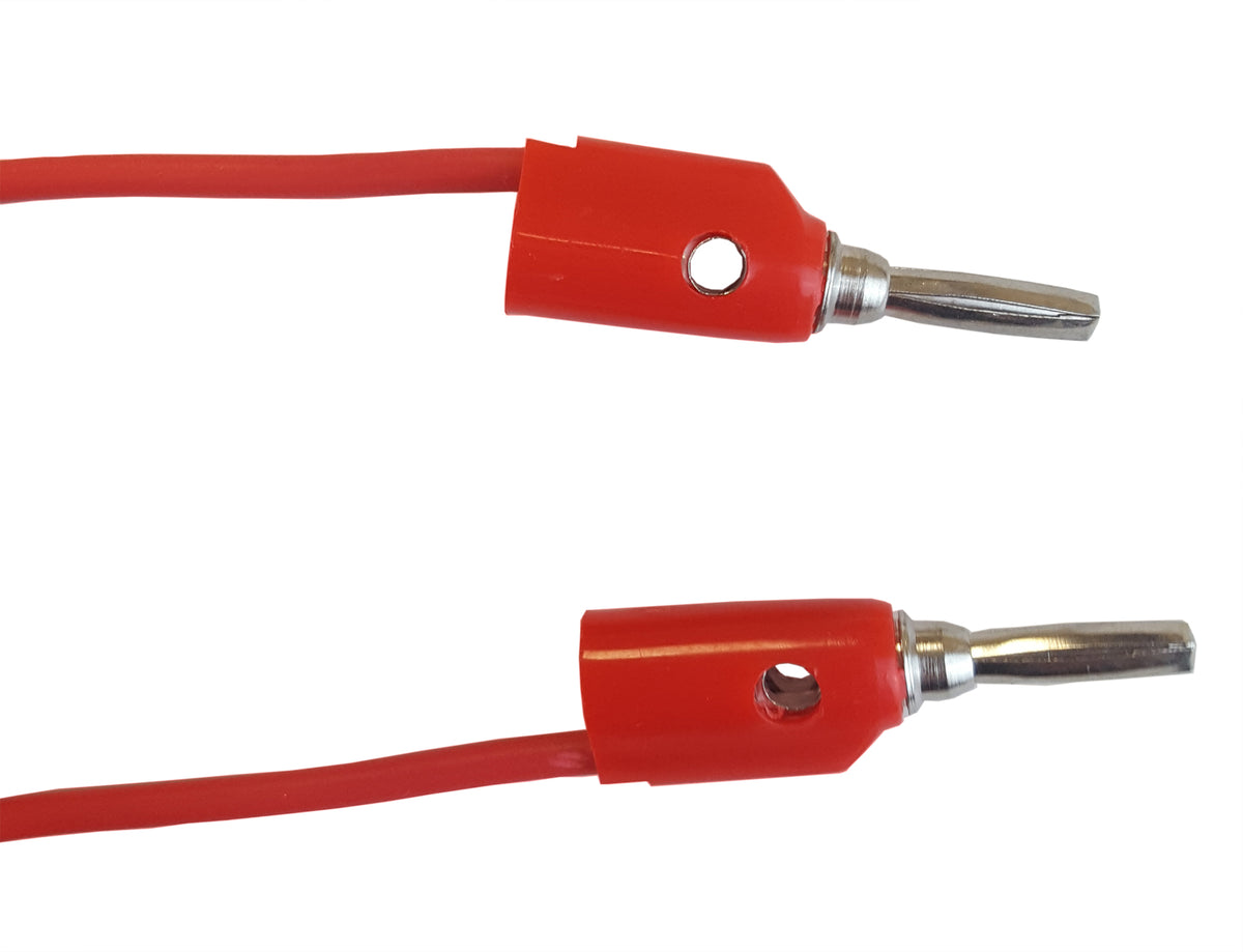 Connector Cord, 12", Banana to Banana Plug, Red, 12 per Pack