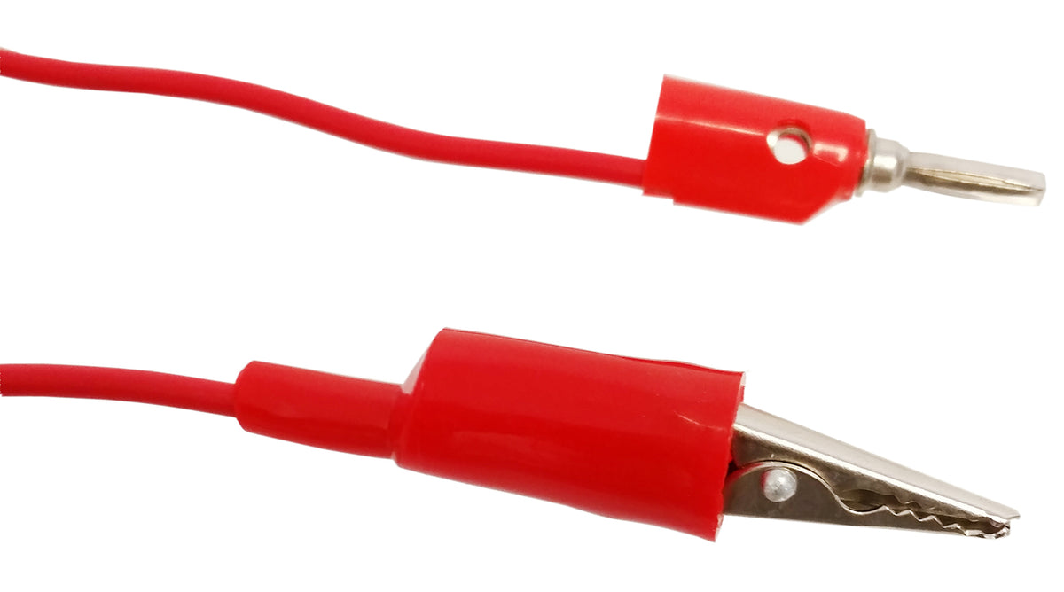 Connector Cords, 12", Alligator to Banana Plug, Red, 12 per Pack