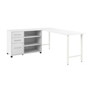 Bush Business Furniture Hustle 72W x 24D Computer Desk and Storage Cabinet with Drawers and Shelves in White - 71.02" Width x 23.34" Depth x 30.07" Height