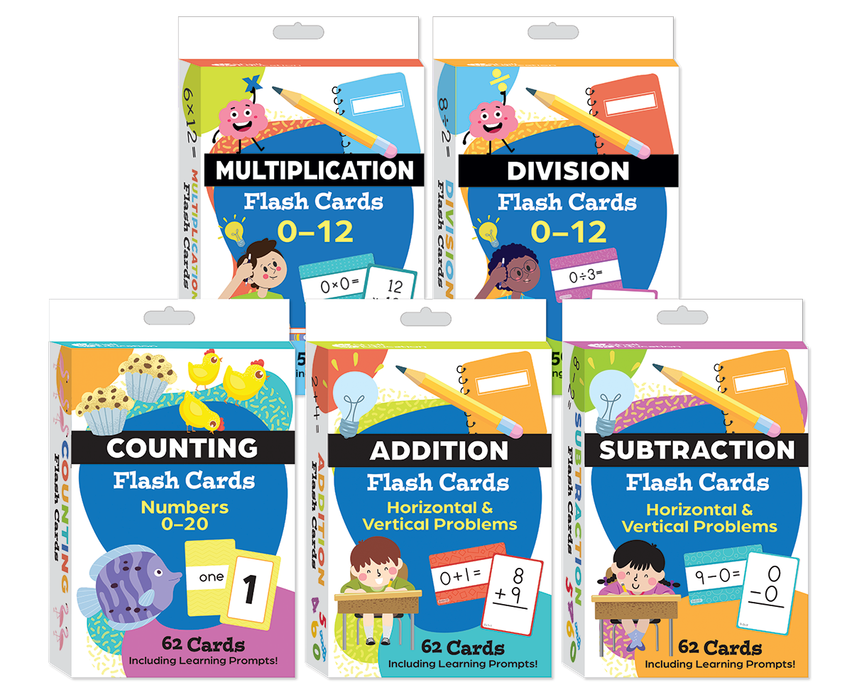 Math Flash Cards 5-Deck Set, Counting, Addition, Subtraction, Multiplication, & Division