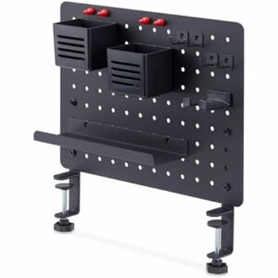 StarTech.com Clamp-on Pegboard with Accessories  16.5x12.5in  Steel Peg Board  Desktop Storage Organizer  Black