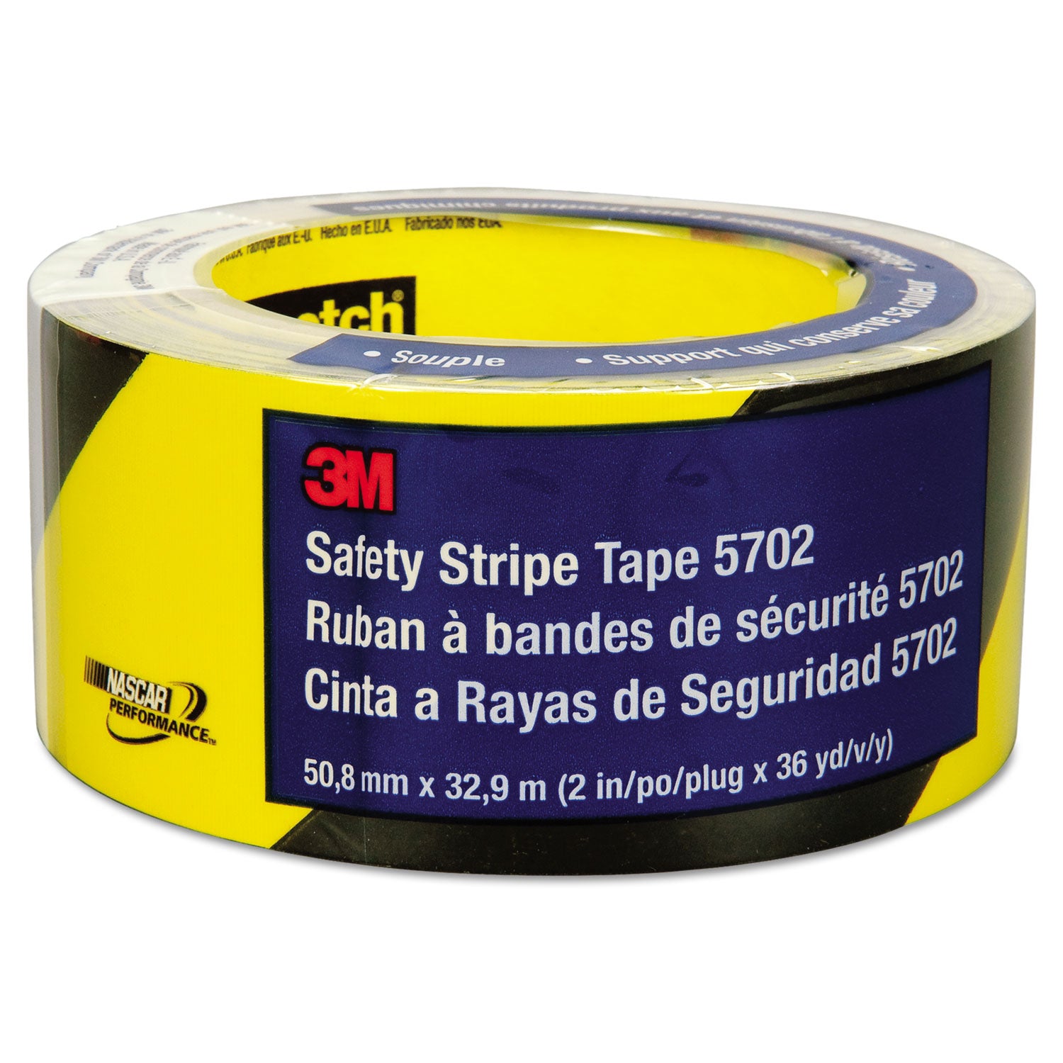 36 yd Length x 2" Width - Black, Yellow - Vinyl - 5.40 mil - Rubber Resin Backing - Abrasion Resistant, Chemical Resistant - For Hazard Identification, Floor Marking - 1 Roll