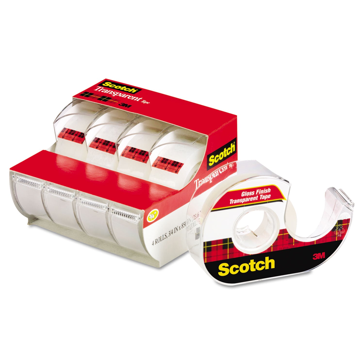 23.61 yd Length x 0.75" Width - 1" Core - Clear - Dispenser Included - Handheld Dispenser - Stain Resistant, Moisture Resistant, Long Lasting - For Sealing, Label Protection, Wrapping, Mending - 1 Pack