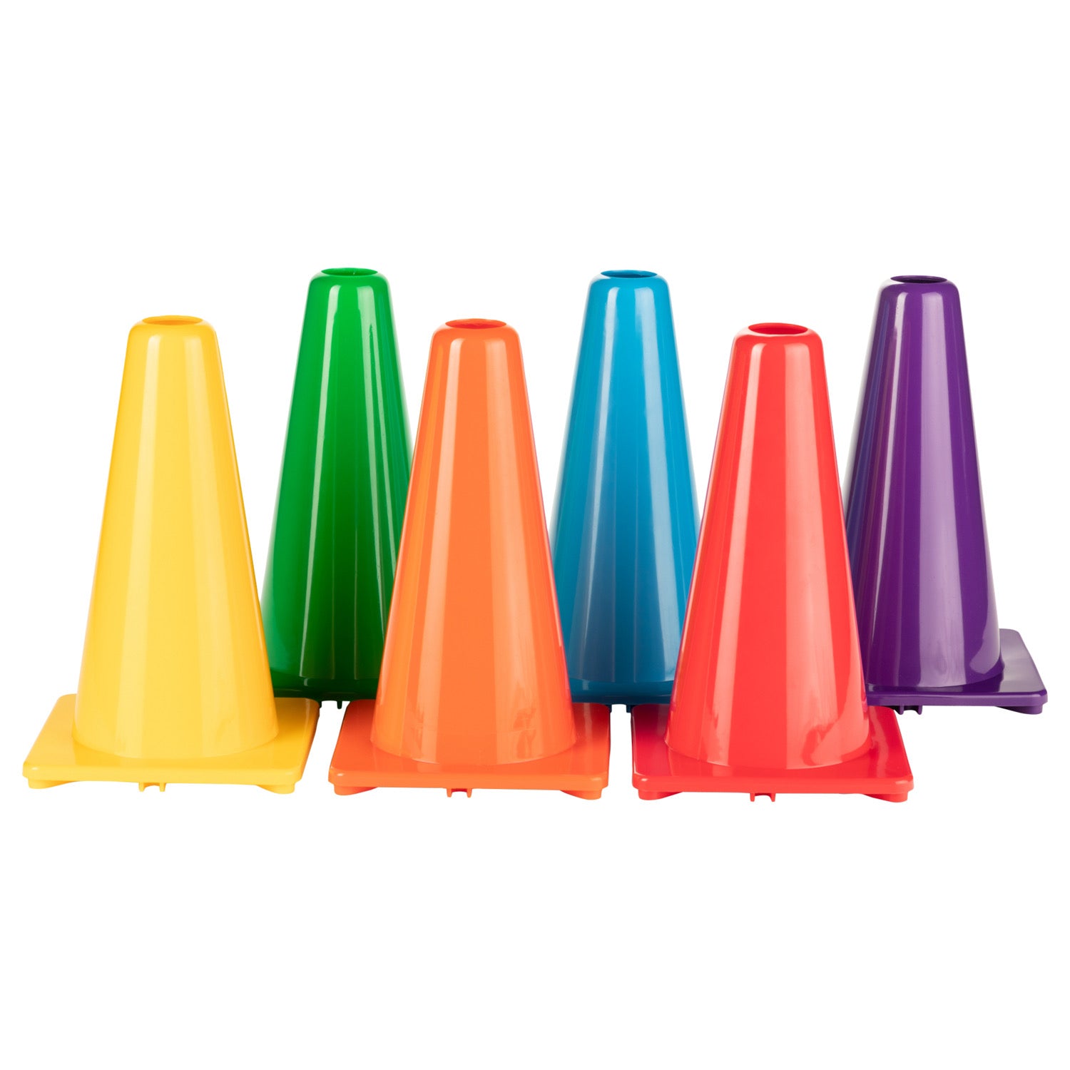 9 Inch High Visibility Flexible Vinyl Cones, Set of 6 Colors