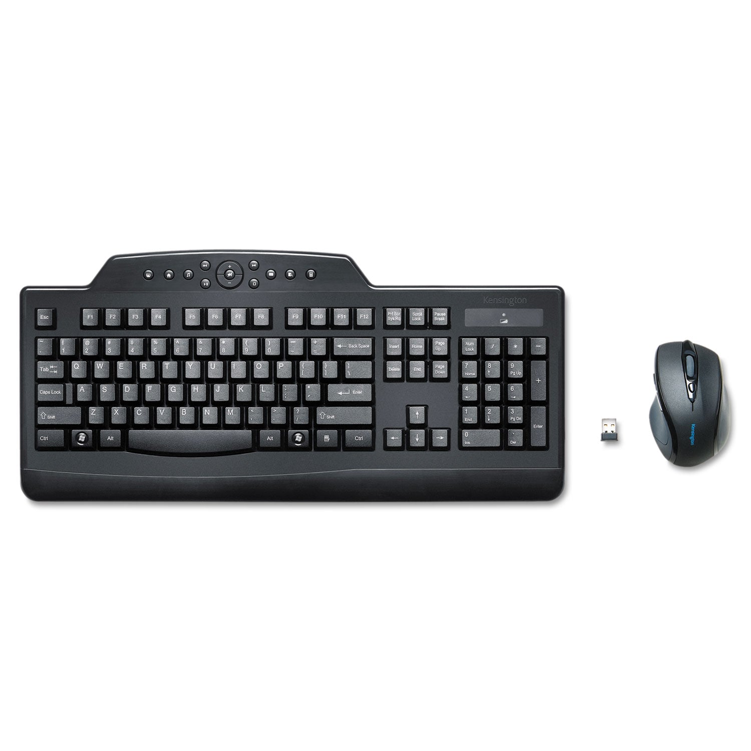 USB Wireless RF 2.40 GHz Keyboard - English, French - Black - USB Wireless RF Mouse - Optical - Scroll Wheel - Black - Right-handed for PC - 1 Each