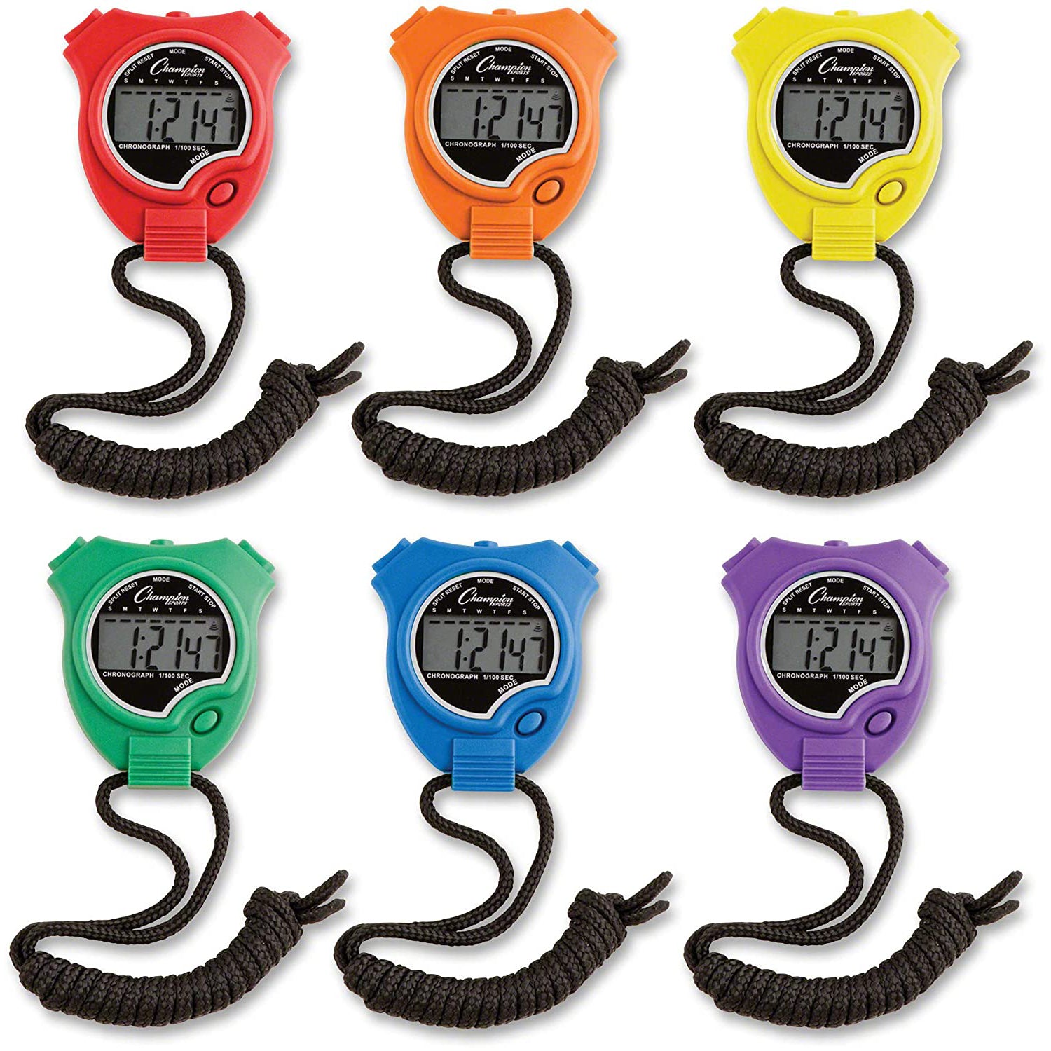 Stop Watch, Assorted Colors, Pack of 6