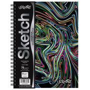 Fashion Poly Sketch Book, 9" x 12", 75 Sheets, Neon Abstract Design