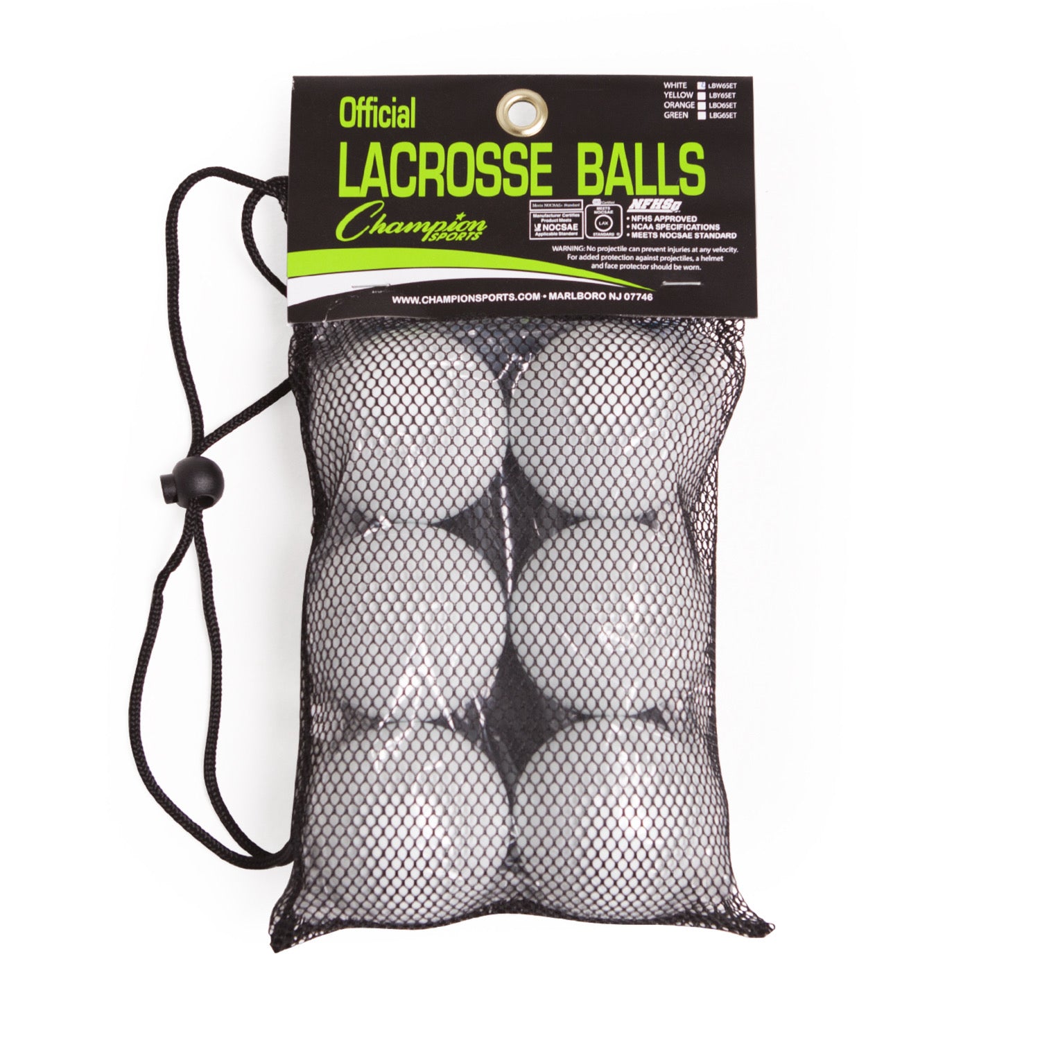 Lacrosse Ball Set of 6 White
