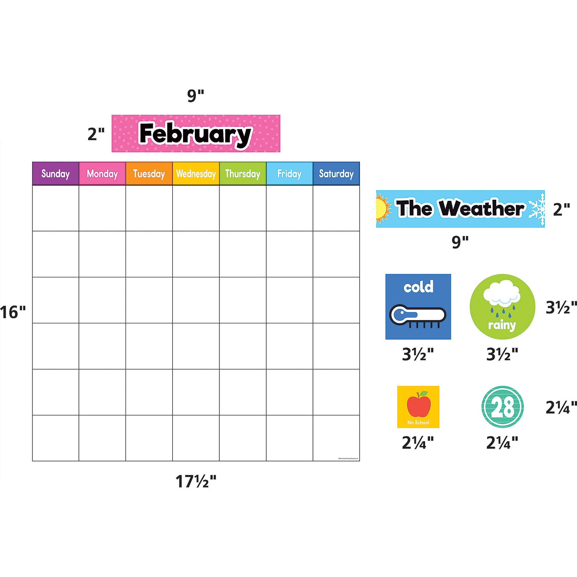 Colorful Magnetic Calendar Set, 93 Pieces