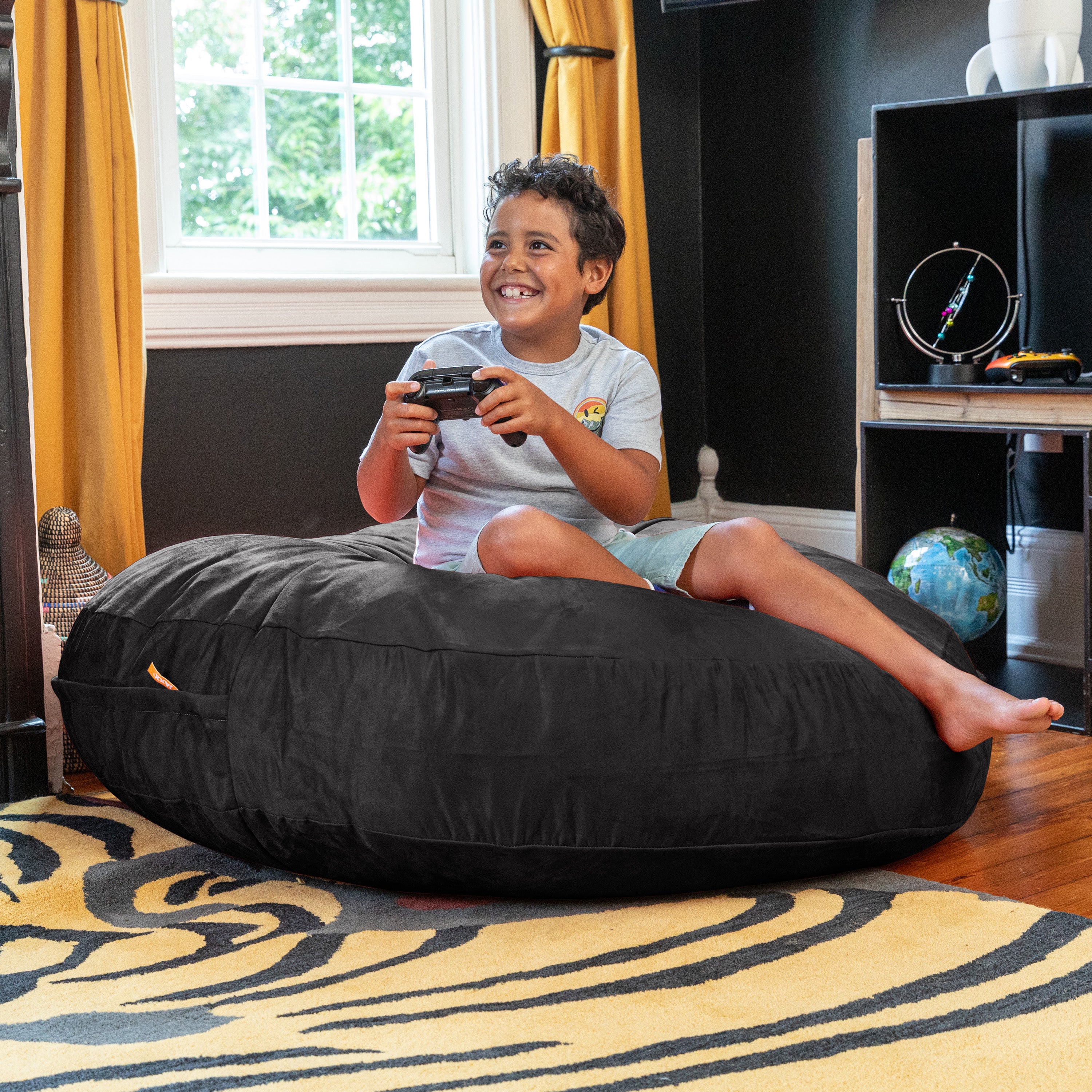 Jaxx Cocoon 4 Foot Bean Bag Chair and Crash Pad, Black