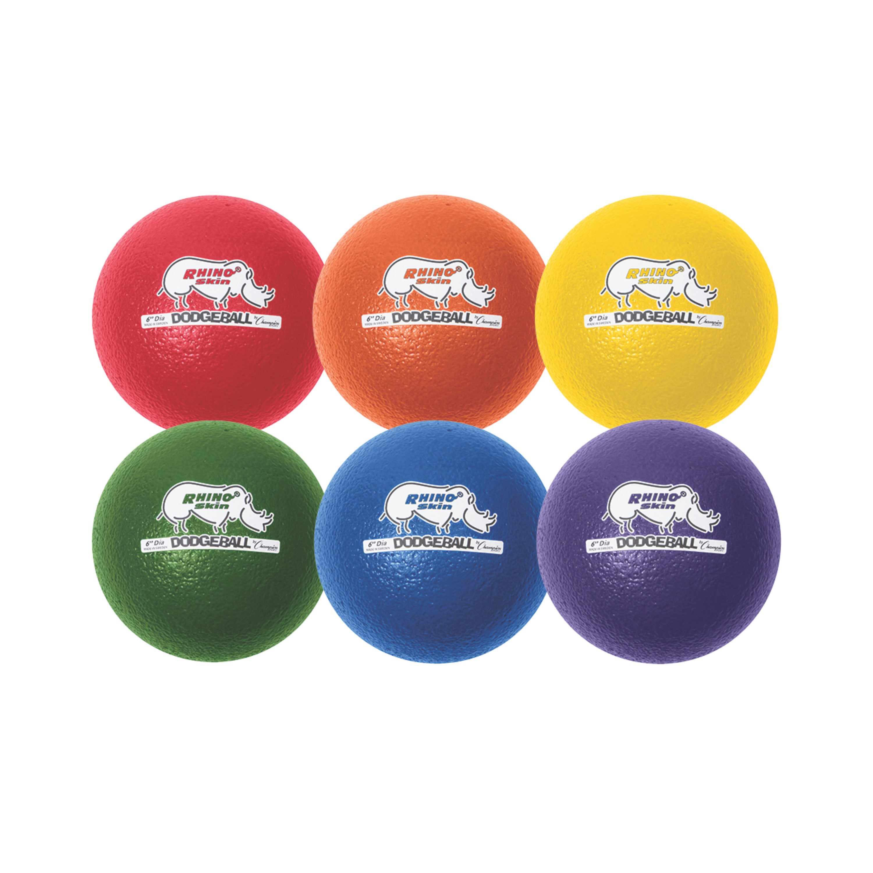 Rhino Skin® 6-Inch Low Bounce Dodgeball Set, Assorted Colors, Set of 6