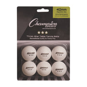 3-STAR TOURNAMENT TABLE TENNIS BALLS, 6/PACK WHITE