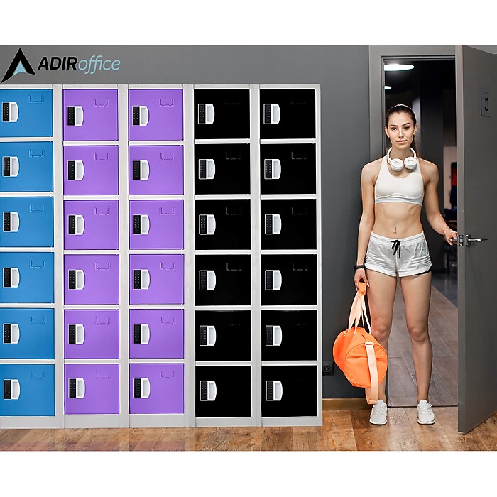 72" H x 12" W  6-Tier Steel Storage Locker with Digital Lock, Blue, Pack of 4