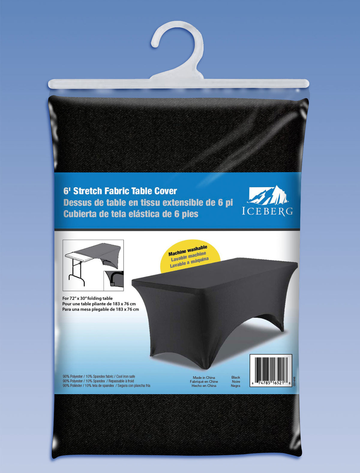 iGear™ Fabric Table Cover, Black - 6'