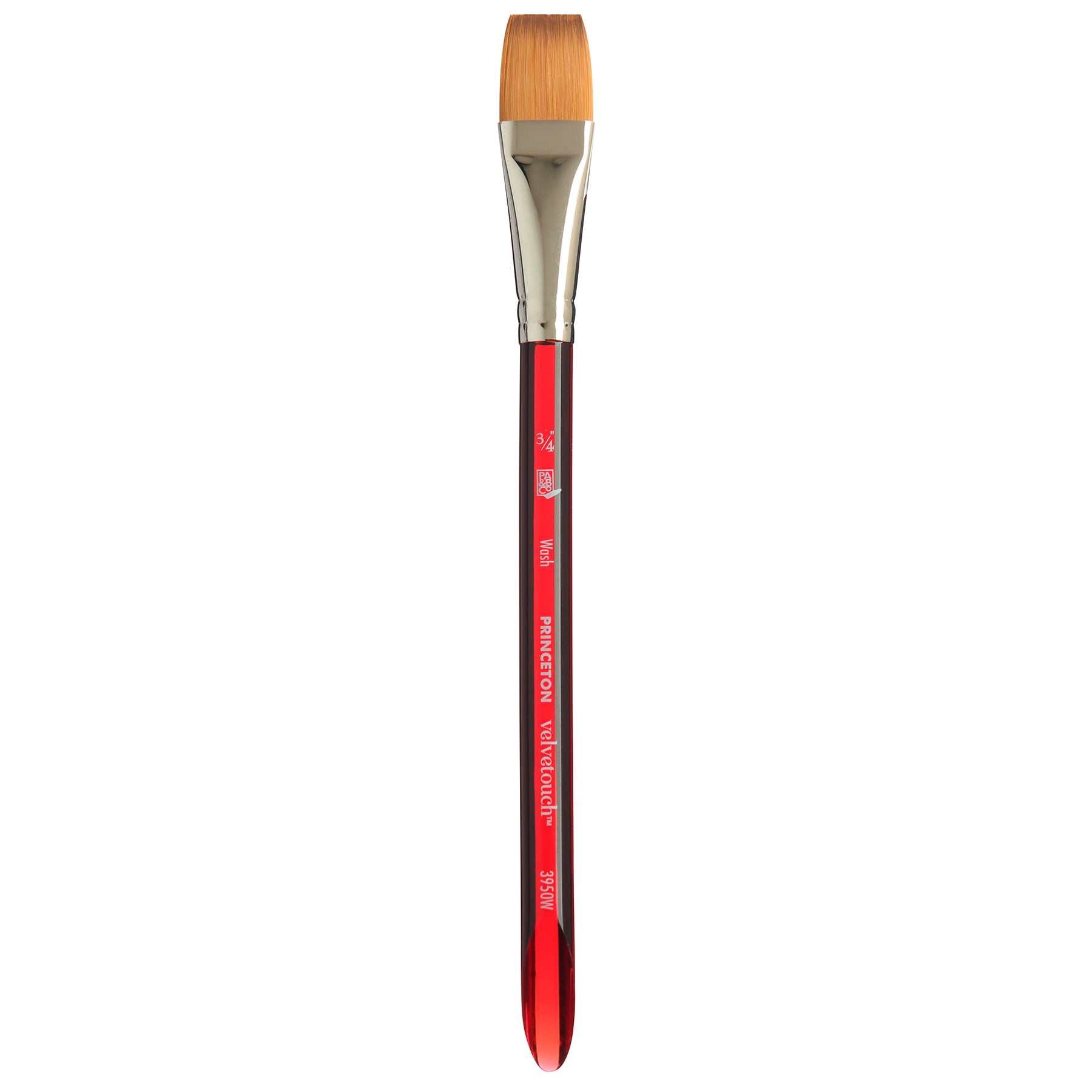 Velvetouch Wash Brush, Synthetic Bristles, Short Handle Mixed Media Paintbrush, Scarlet, Size 3/4 inch, 1 Count
