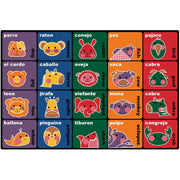 Bilingual Animals Seating Rug - 20 Seats - Rectangle - Multicolor - 6ft X 9ft