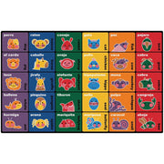 Bilinigual Animals Seating Rug - 30 Seats - Rectangle - Multicolor - 7ft 6" x 12ft