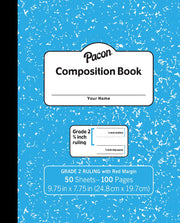 Pacon 2023936 Skip-a-Line Ruled Composition Book, Blue - 100 Pages - Grade 2