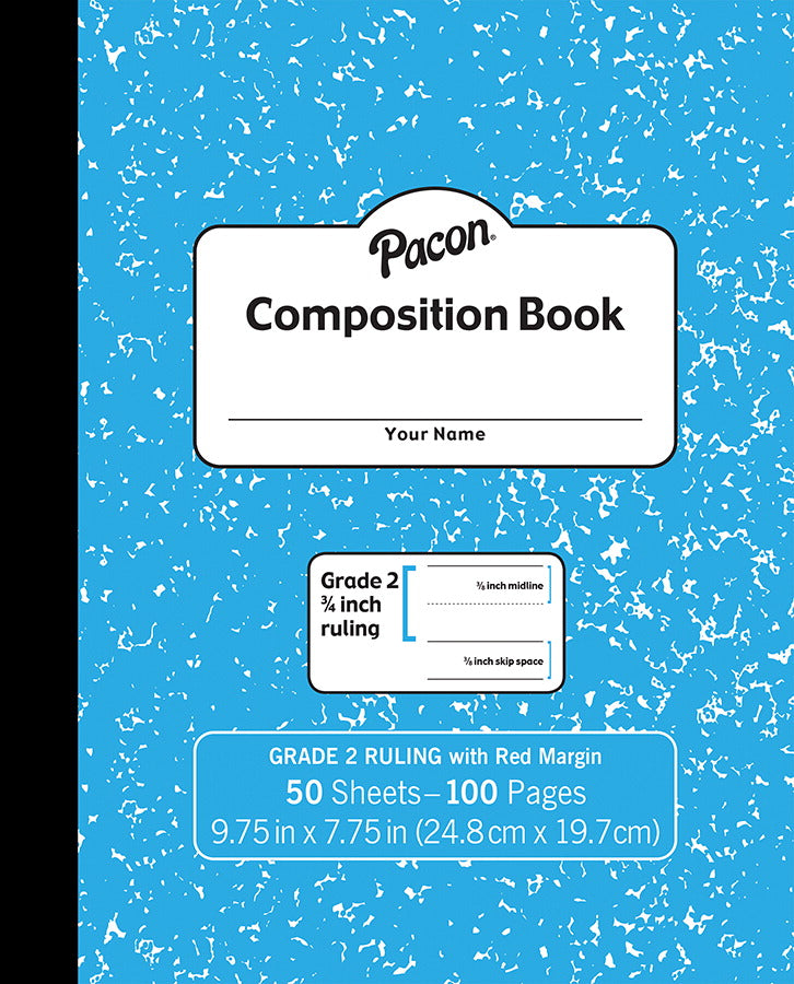 Pacon 2023936 Skip-a-Line Ruled Composition Book, Blue - 100 Pages - Grade 2
