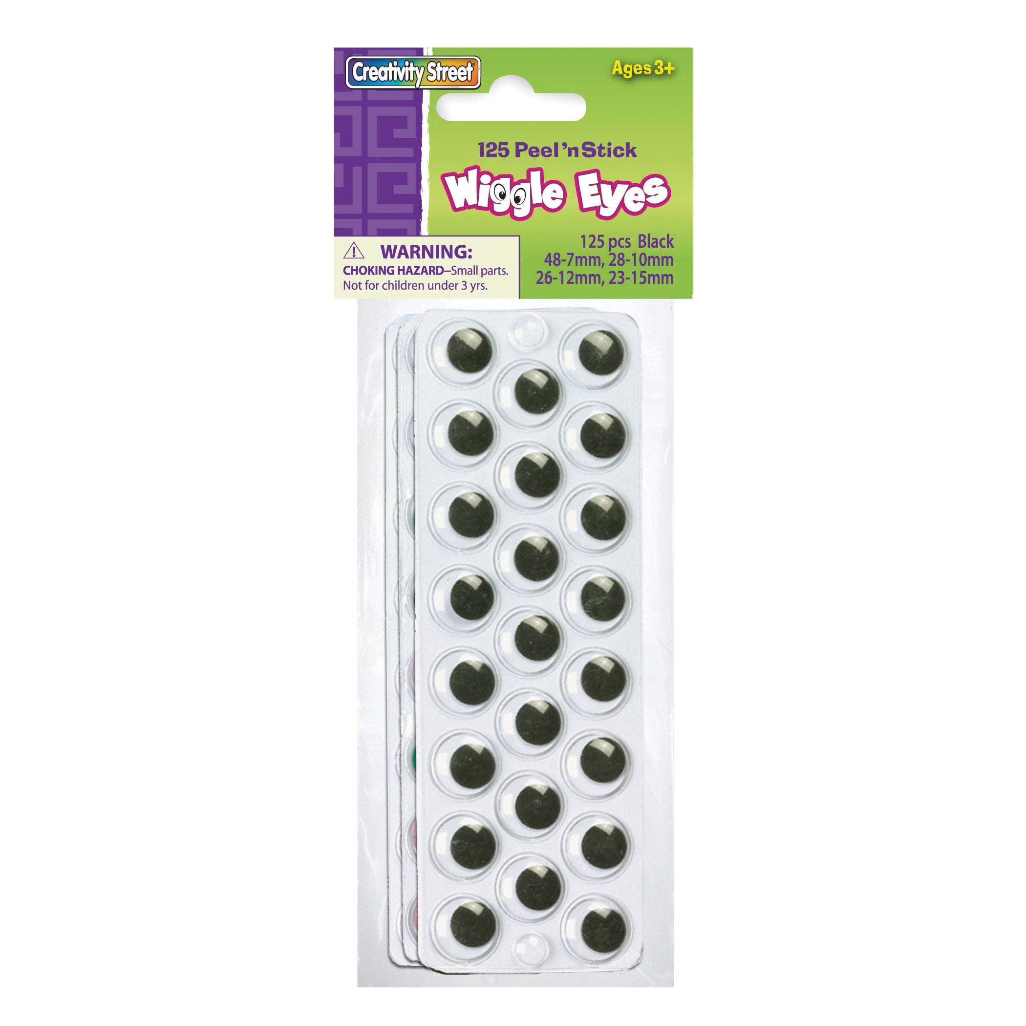 Peel & Stick Wiggle Eyes on Sheets, Black, Assorted Sizes, 137 Pieces