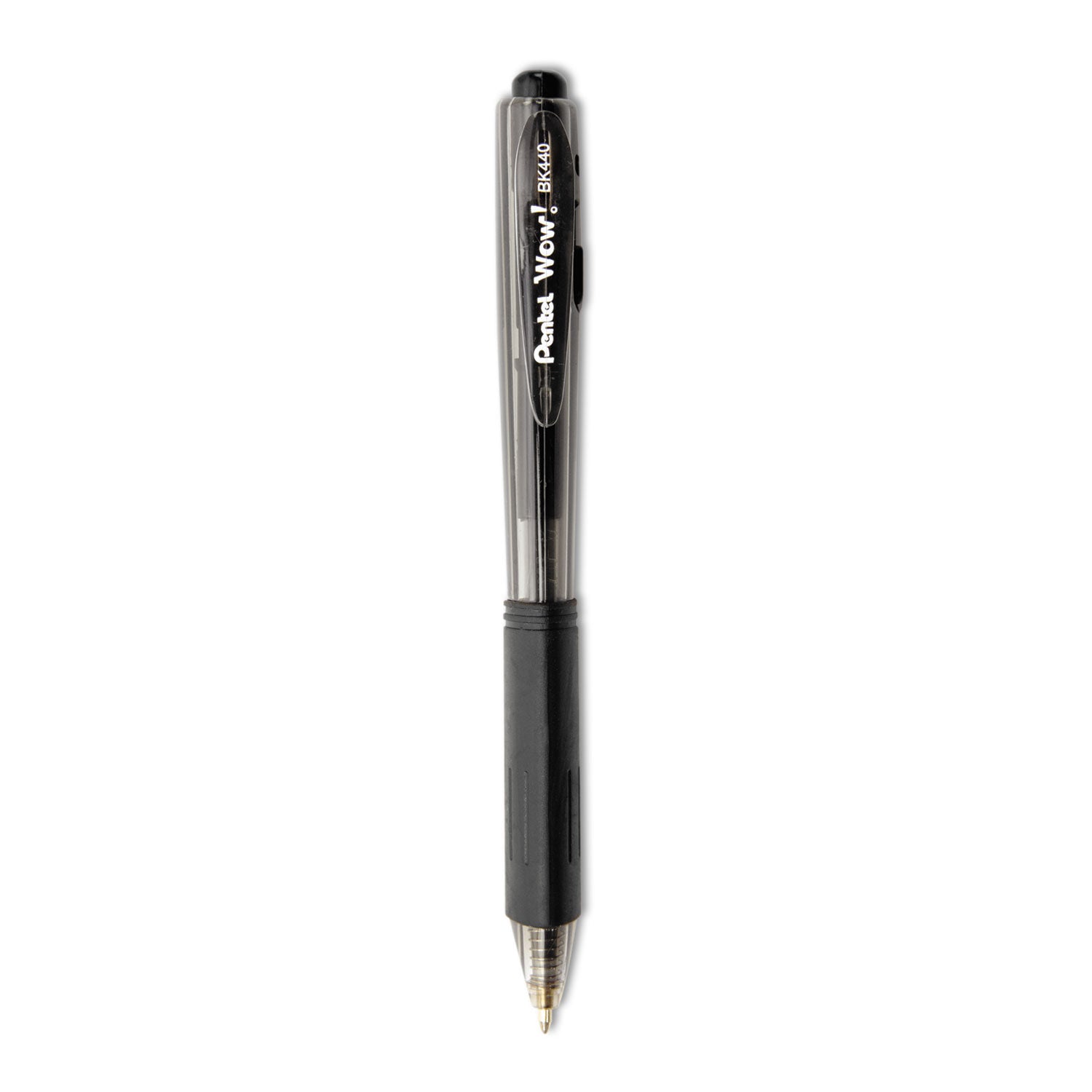 Pentel WOW! Retractable Ballpoint Pens - Medium Pen Point - Refillable - Retractable - Black Ink - Transparent Barrel - 36 / Pack