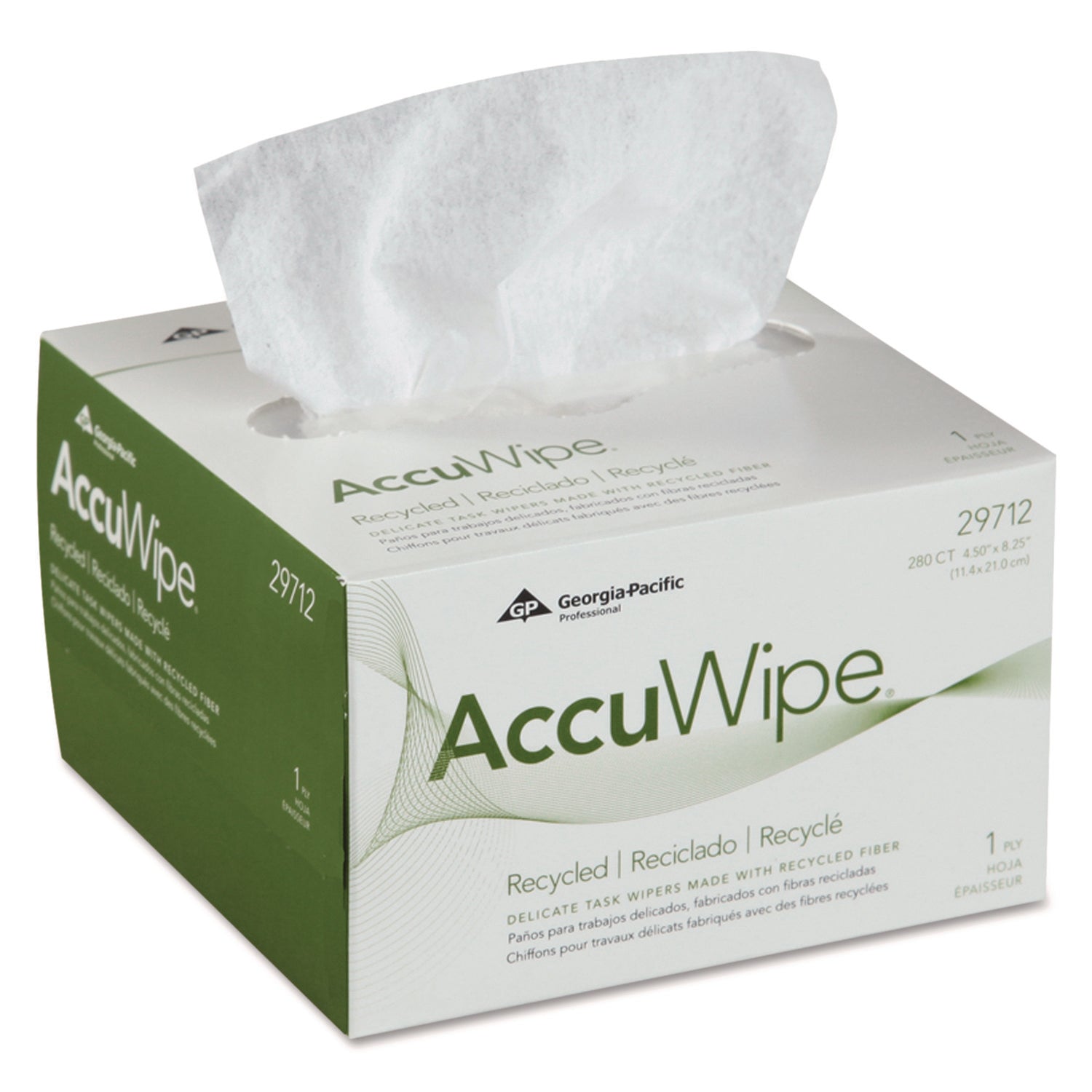 Pacific Blue Basic AccuWipe Recycled Disposable Delicate Task Wipers - For Precision Part, Instrument, Lens - Absorbent, Soft, Non-abrasive, Disposable, Streak-free - Fiber - White - 280 / Box