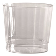 Classic Crystal Plastic Tumblers, 9 Oz, Clear, Fluted, Rocks Squat, 20/pack, 12 Packs/carton
