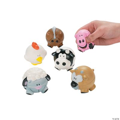Farm Animal Shaped Relaxable Balls - 12 Pieces