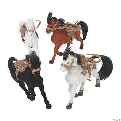 Flocked Horses W/Saddle - 12 Pieces