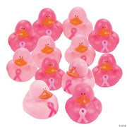 Pink Ribbon Rubber Duckies - 12 Pieces