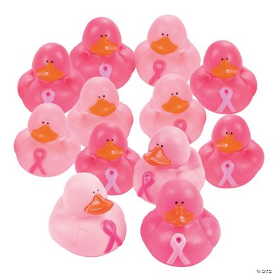 Pink Ribbon Rubber Duckies - 12 Pieces