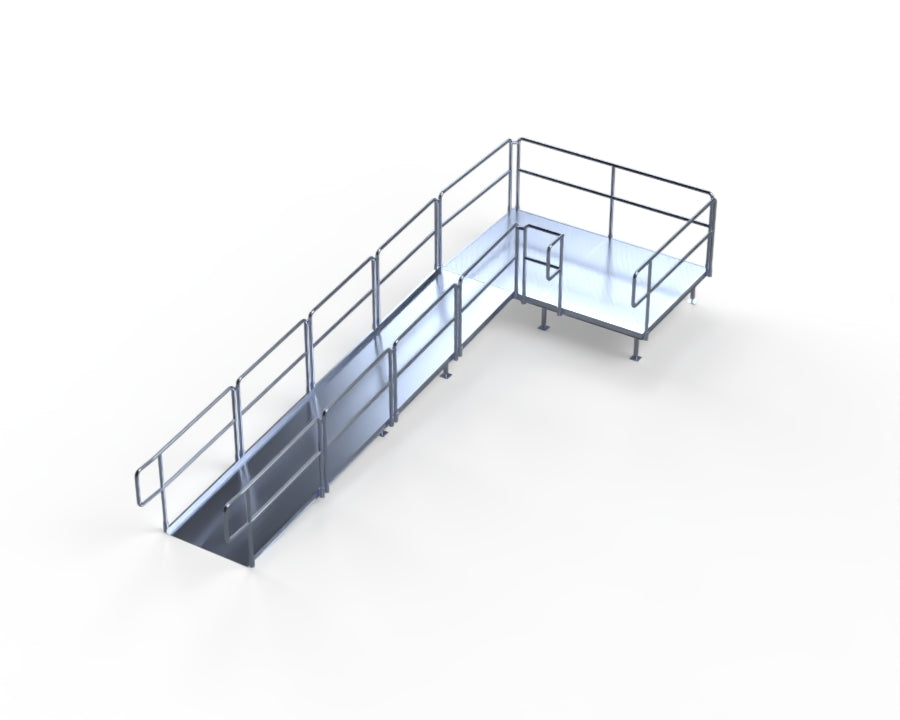 ADA Ramp, 16" Height, Option 3 - 5' x 8' Top Platform Right